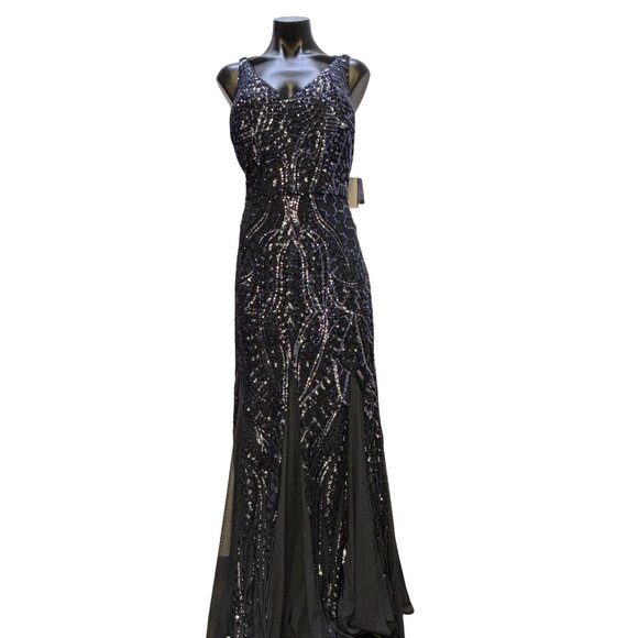 NWNightwear NWT Dress Beaded Gown Navy Blue 16W - Picture 7 of 9